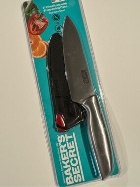 Baker's Secret 6” Stainless Steel Chef Knife w/Sharpening Case/NEW in Packaging